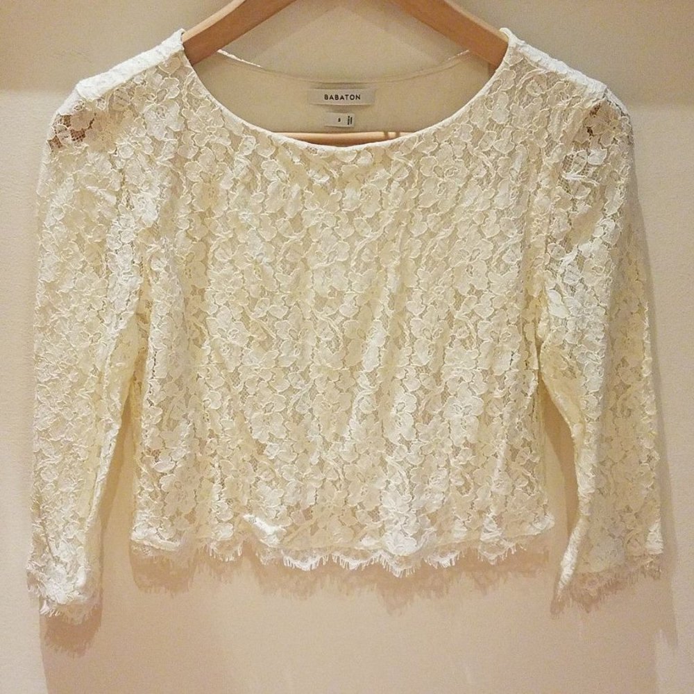 Cropped White Lace Top
